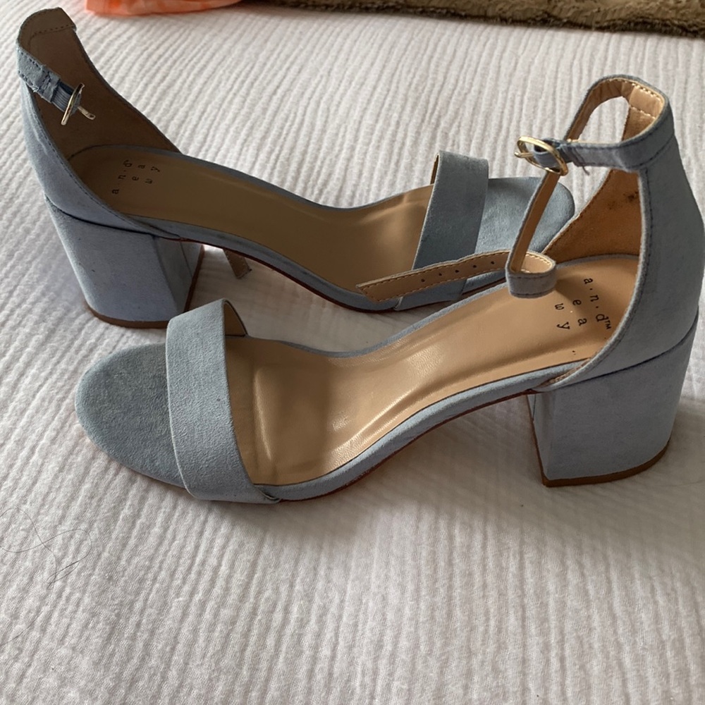 A.N.D ea wy blue peep ankle strap sandals